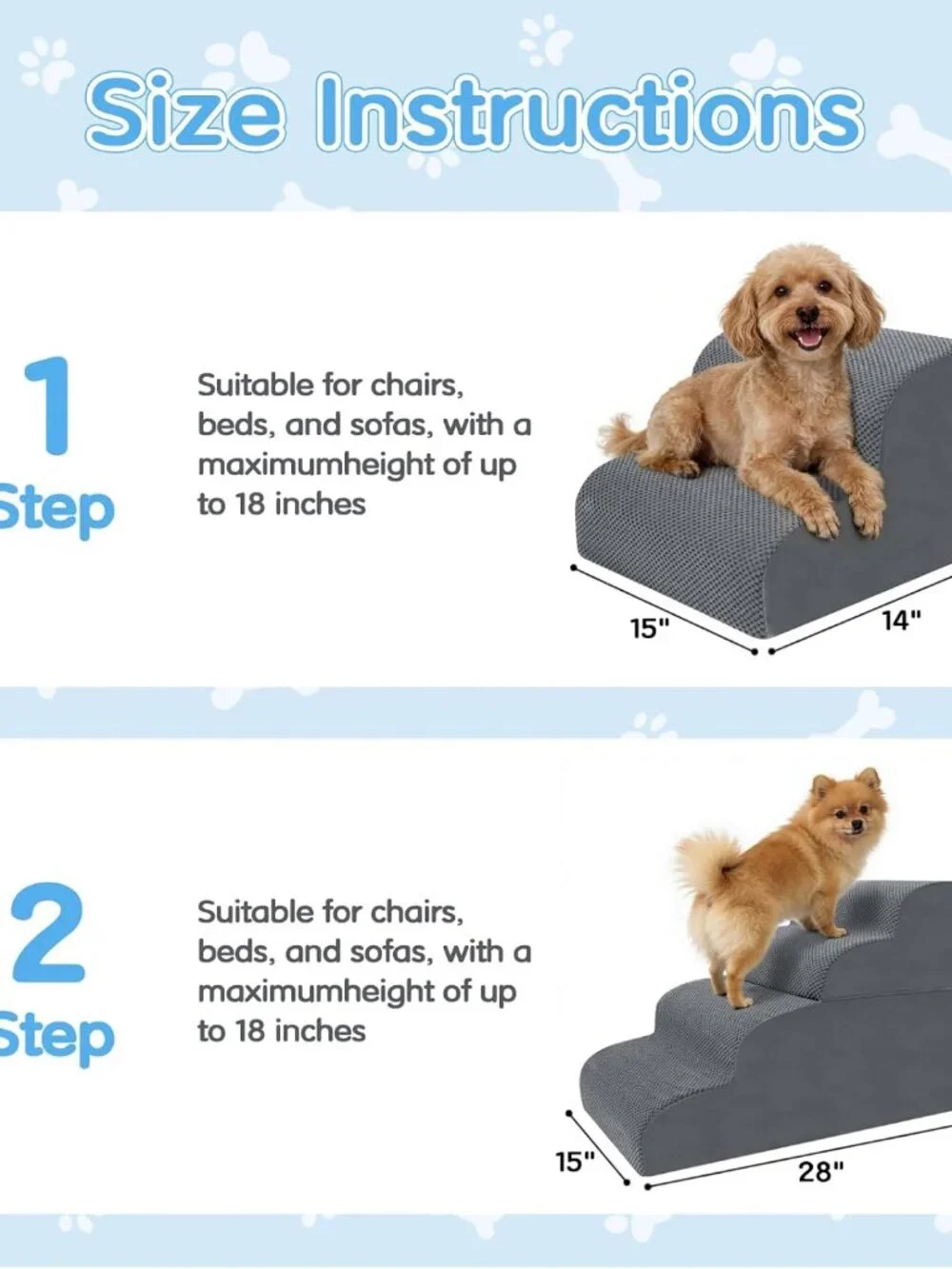 Dog Stairs for Small Dogs, 2-Steps Dog Ramp